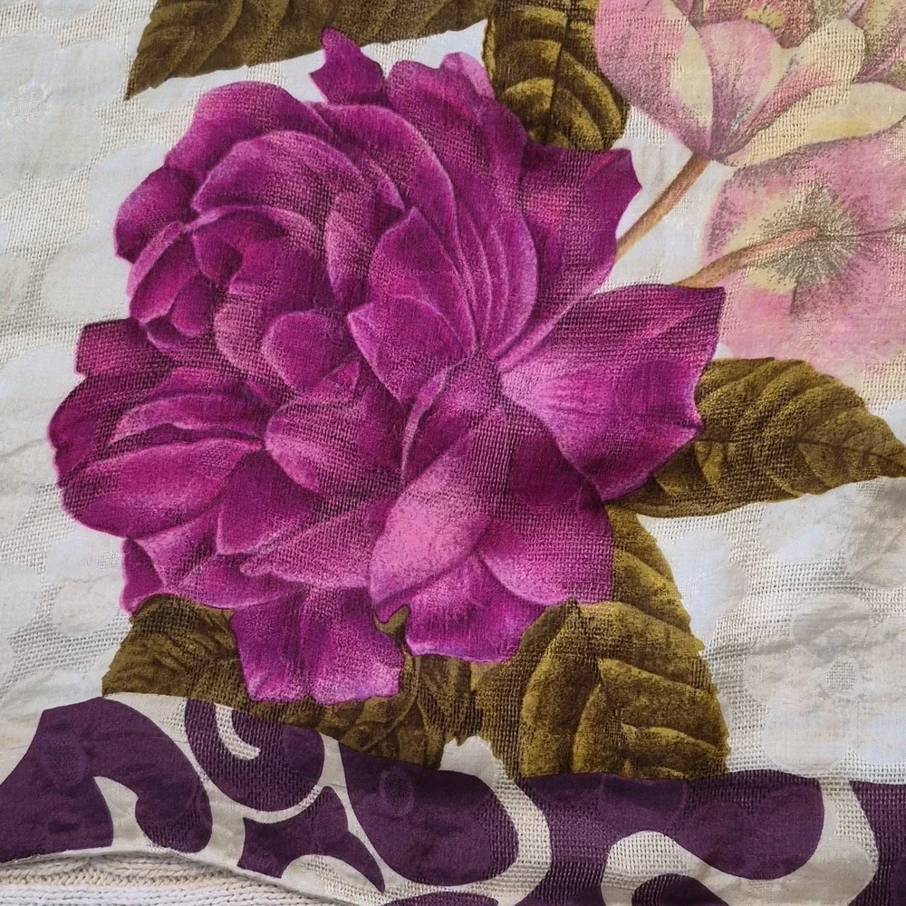 Vintage‎ Emanuel Ungaro Floral Scarf Purple Yellow Green Cream Women's
